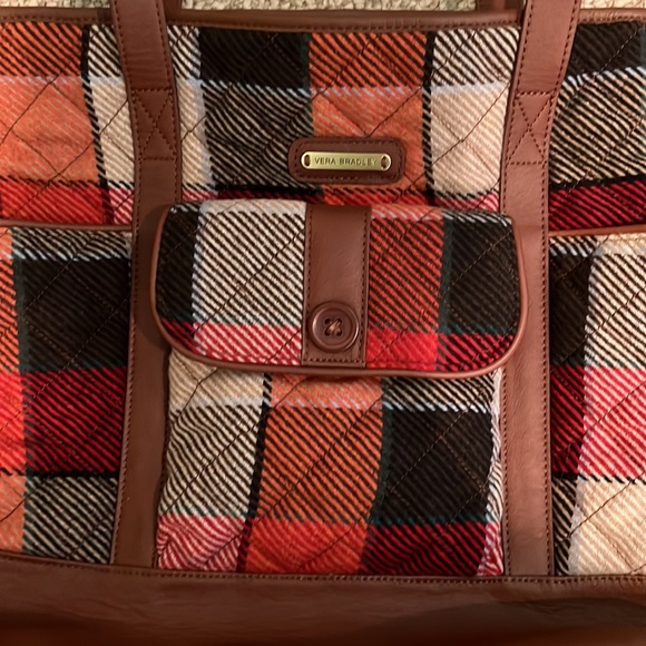 Vera Bradley Flannel and Leather tote. Perfect condition, just changed my mind. - Picture 2 of 6